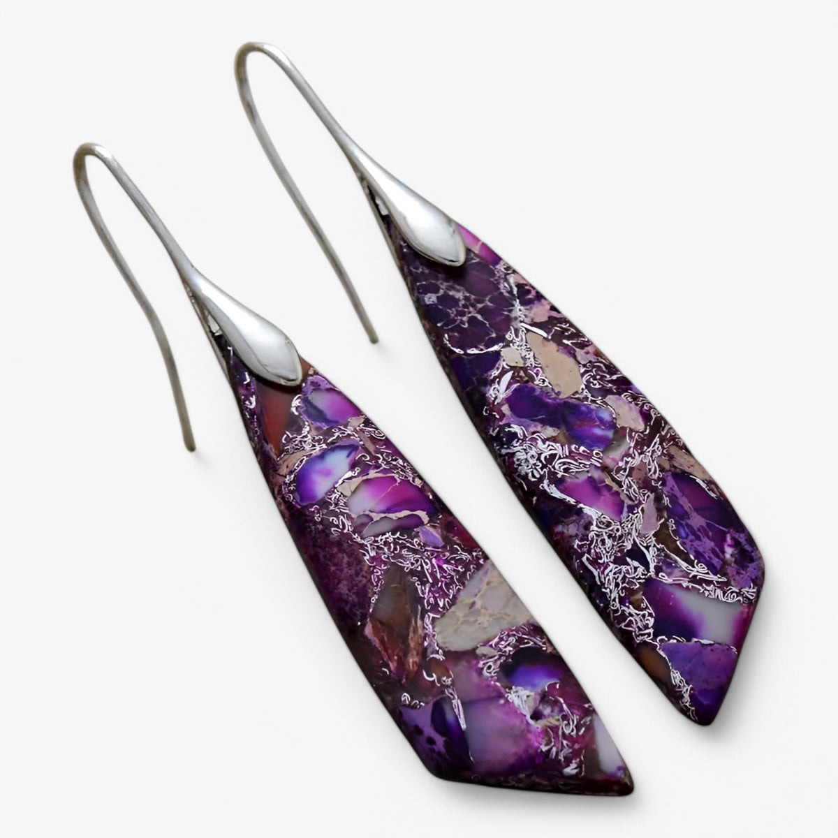 Earrings : Boheemse Oorbellen Paars - Edelstenen Geometrisch Design - Kristal in Paars van Pantino