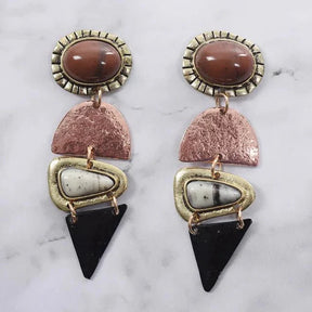 Earrings : Boheemse Etnische Bedel Oorbellen - Kleurrijke Druppels - Metaal in Oorbellen Cirkel van Pantino
