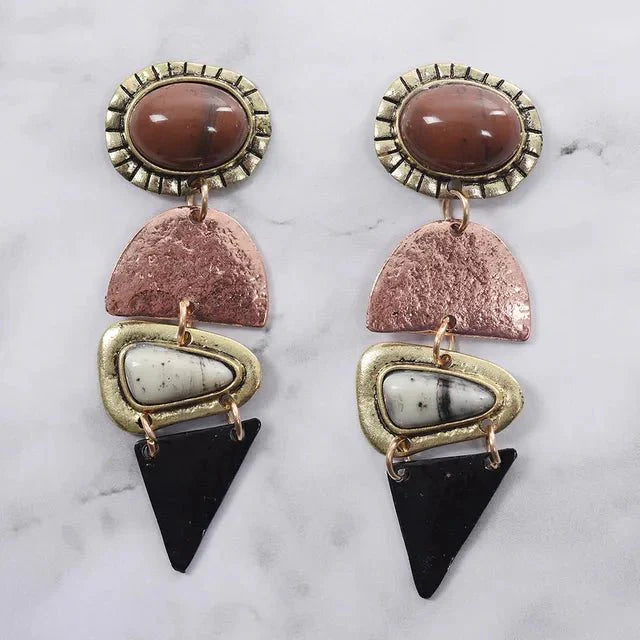 Earrings : Boheemse Etnische Bedel Oorbellen - Kleurrijke Druppels - Metaal in Oorbellen Cirkel van Pantino