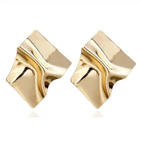 Earrings : Boheemse Oorbellen - Geometrische Bladvorm Goud en Zilver - Metaal in A van Pantino
