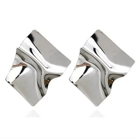 Earrings : Boheemse Oorbellen - Geometrische Bladvorm Goud en Zilver - Metaal in B van Pantino