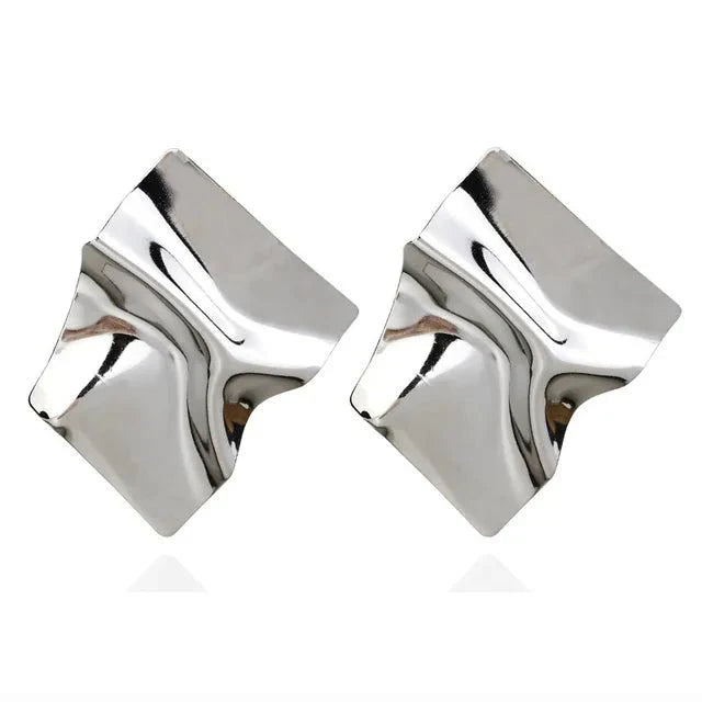 Earrings : Boheemse Oorbellen - Geometrische Bladvorm Goud en Zilver - Metaal in B van Pantino