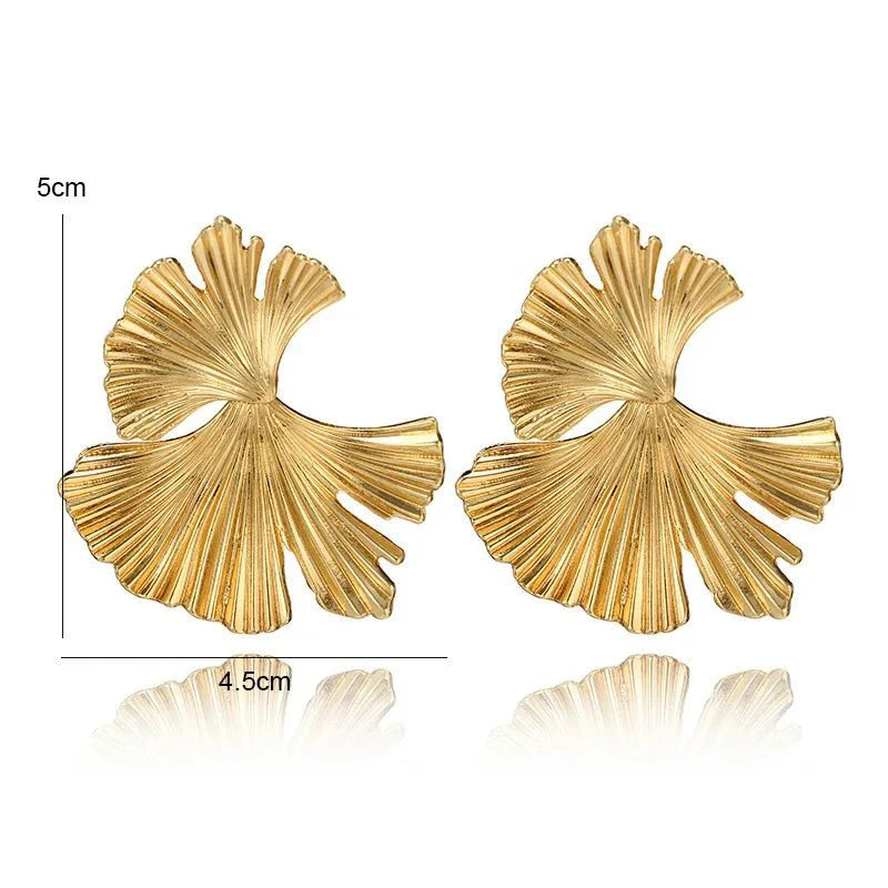 Earrings : Boheemse Oorbellen - Geometrische Bladvorm Goud en Zilver - Metaal in van Pantino