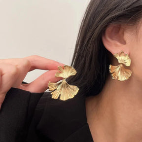 Earrings : Boheemse Oorbellen - Geometrische Bladvorm Goud en Zilver - Metaal in van Pantino