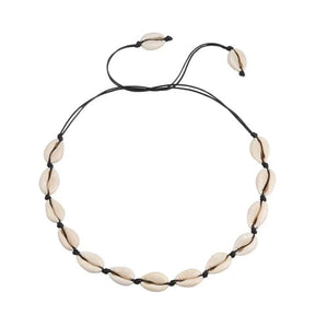 Necklace : Schelpen Ketting Wit - Boheemse Conch Seashell Zomer - Schelp in Zwart van Pantino