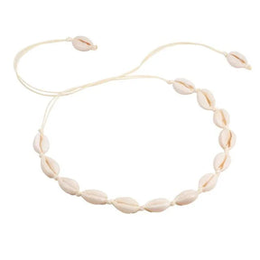Necklace : Schelpen Ketting Wit - Boheemse Conch Seashell Zomer - Schelp in Wit van Pantino