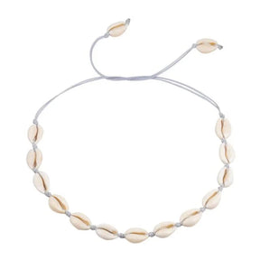 Necklace : Schelpen Ketting Wit - Boheemse Conch Seashell Zomer - Schelp in Zilver van Pantino