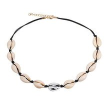 Necklace : Schelpen Ketting Wit - Boheemse Conch Seashell Zomer - Schelp in Zwart Zilver van Pantino