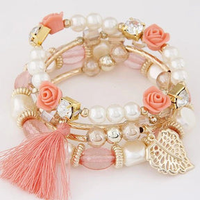 Bracelet : Bohemian Charm Armband Zwart-Goud - Kralen Wrap Stijl - Kralen in van Pantino