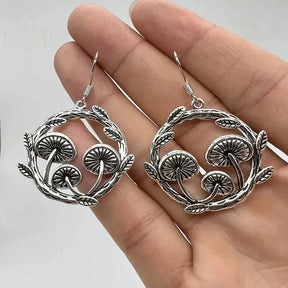 Earrings : Gothic Paddenstoel Oorbellen - Bohemian Faith Mystiek - Metaal in H van Pantino