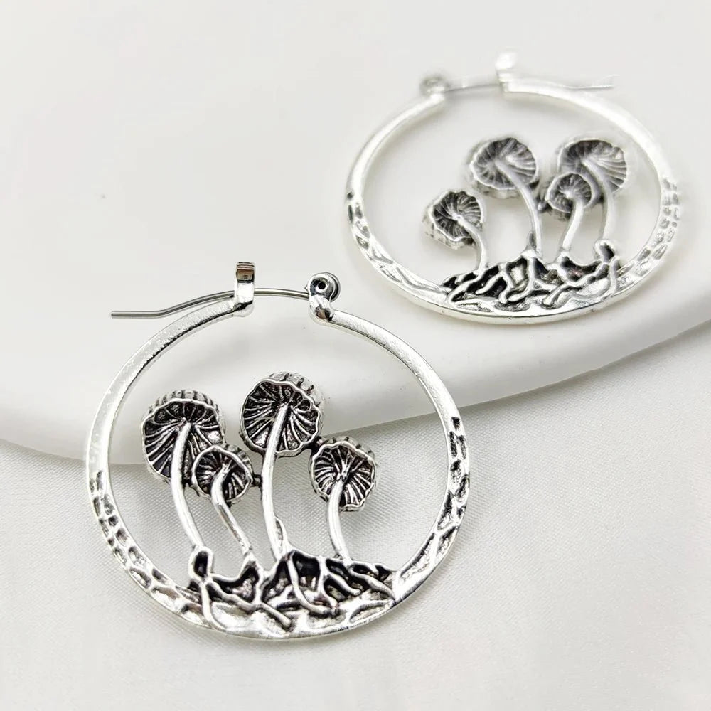 Earrings : Gothic Paddenstoel Oorbellen - Bohemian Faith Mystiek - Metaal in B van Pantino