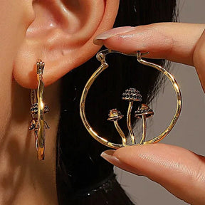 Earrings : Gothic Paddenstoel Oorbellen - Bohemian Faith Mystiek - Metaal in G van Pantino