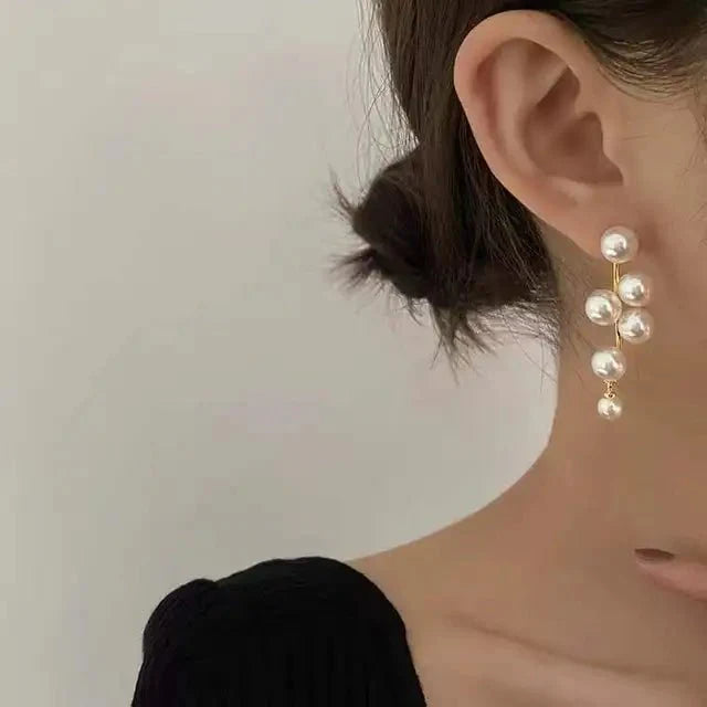 Earrings : Bohemian Parel Oorbellen - Grote Elegante Druppel - Parel in B van Pantino