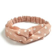 Headband : Hoofdband Lichtblauw - Bohemian Print Vintage Bandana - Katoen in Roze Stippen van Pantino