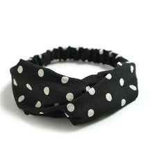 Headband : Hoofdband Lichtblauw - Bohemian Print Vintage Bandana - Katoen in Zwart Stippen van Pantino