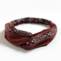 Headband : Hoofdband Lichtblauw - Bohemian Print Vintage Bandana - Katoen in Rood van Pantino
