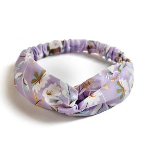 Headband : Hoofdband Lichtblauw - Bohemian Print Vintage Bandana - Katoen in Paars van Pantino