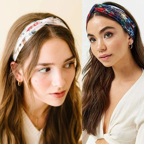 Headband : Hoofdband Lichtblauw - Bohemian Print Vintage Bandana - Katoen in van Pantino