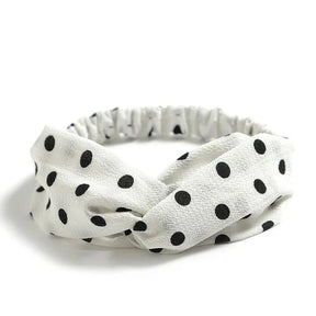 Headband : Hoofdband Lichtblauw - Bohemian Print Vintage Bandana - Katoen in Wit Stippen van Pantino
