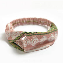 Headband : Hoofdband Lichtblauw - Bohemian Print Vintage Bandana - Katoen in Roze van Pantino