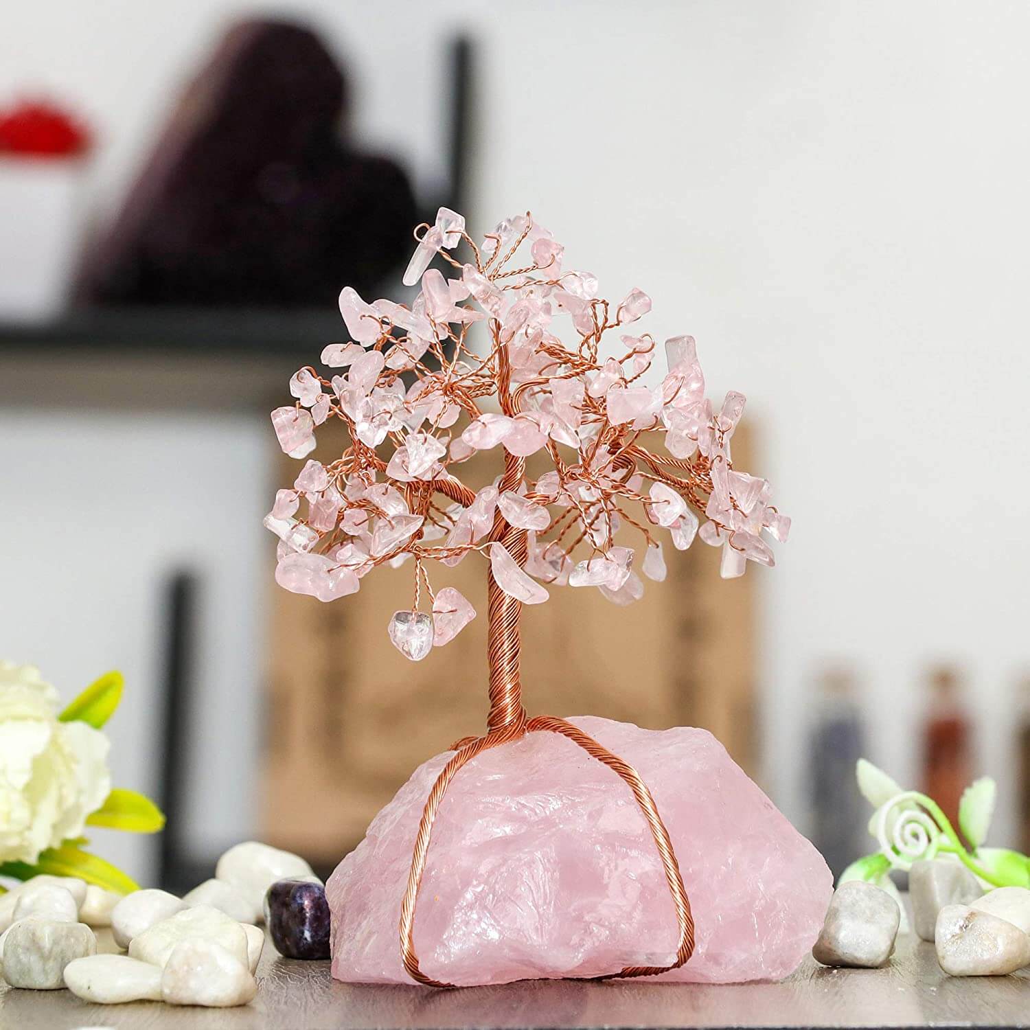 home & garden : Feng Shui Bonsai Ornamenten Heren Amethist - Rozenkwarts in van Pantino