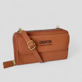 bags : EviBella - Compact Telefoontasje - Zwart in Bruin (pre-order) van Pantino