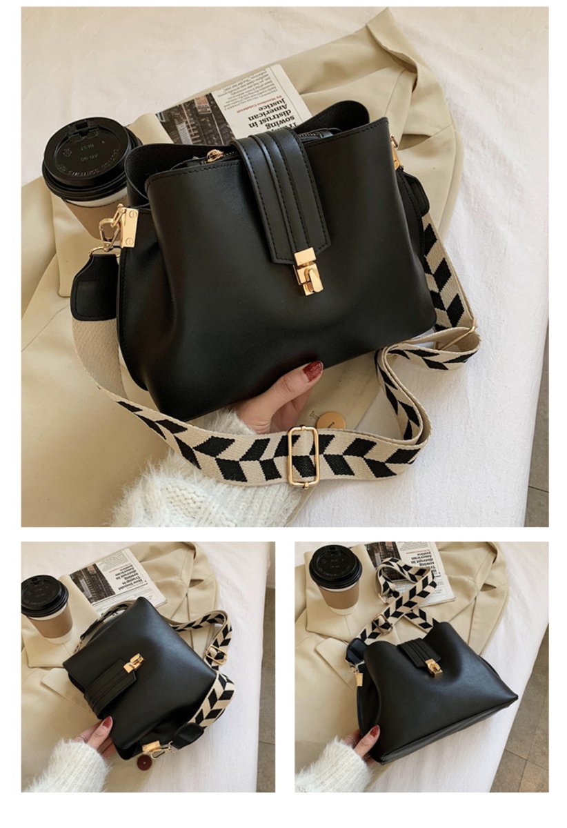 bags : Crossbody Tas Dames Zwart - Ruim 27cm Kunstleer Design - Kunstleer in van Pantino