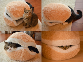 pets : Burger-Vormig Gezellig Bed met Windbescherming - Geel in van Pantino