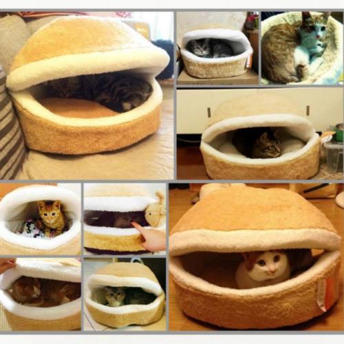 pets : Burger-Vormig Gezellig Bed met Windbescherming - Geel in van Pantino