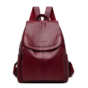 bags : Vintage Boekentas Dames - Retro Leren Schooltas Design - PU-Leer in Wijnrood van Pantino