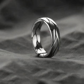 Ring : Striking Elegance - Rings for Men - Zilveren Krater in zilveren schubben Resizable van Pantinoshop