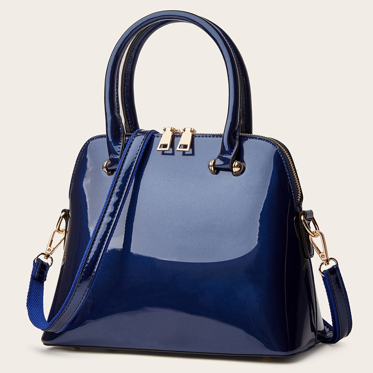 bags : Chique Glanzende Tas met Rits - Praktisch en Elegant voor Elke Dag - Zwart in van Pantino