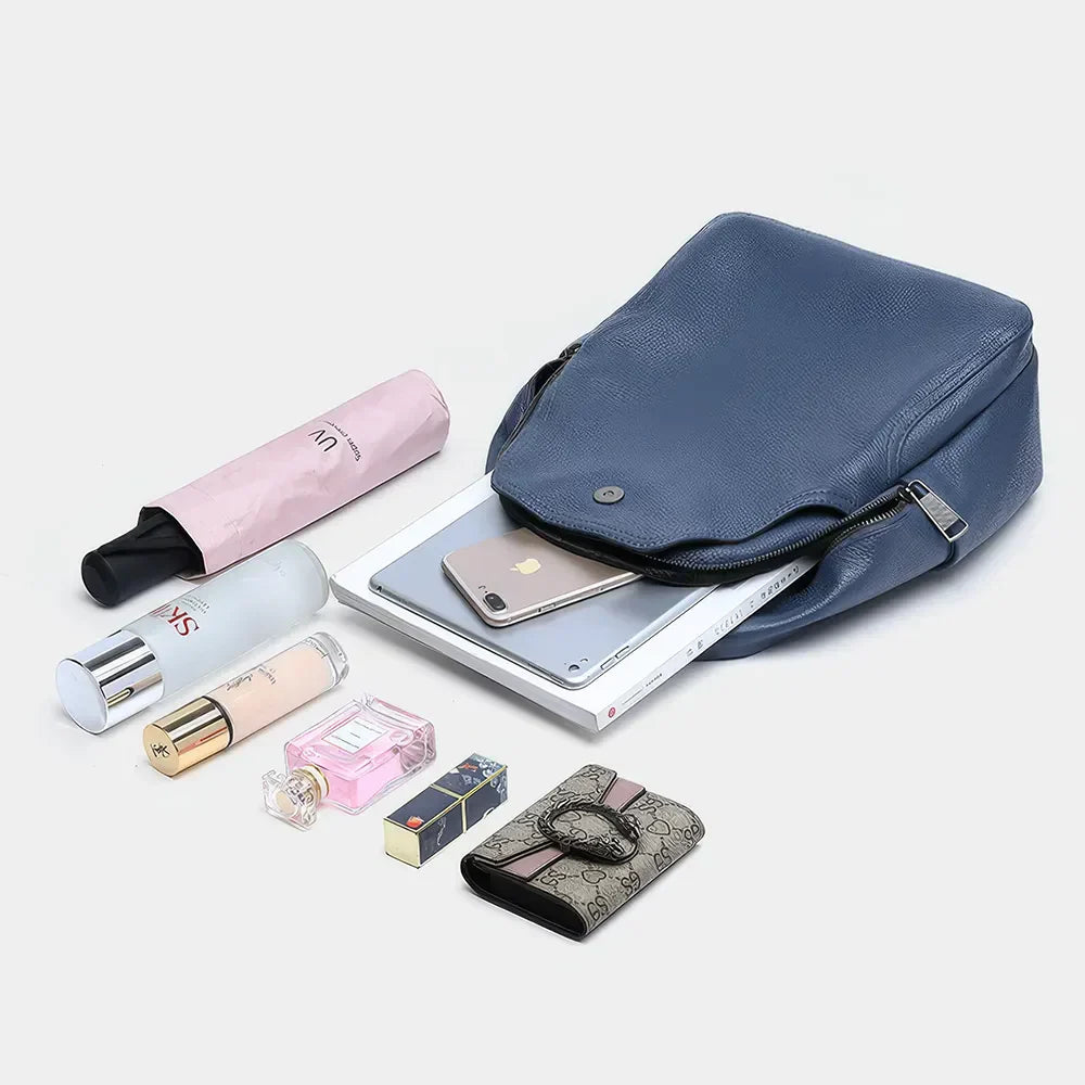 bags : Rugzak Blauw - Urban Chic -Grijze Leren in van Pantino