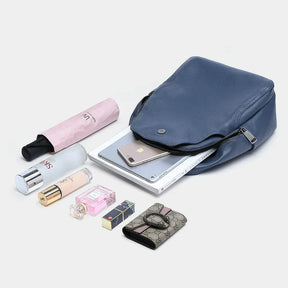 bags : Rugzak Blauw - Urban Chic -Grijze Leren in van Pantino