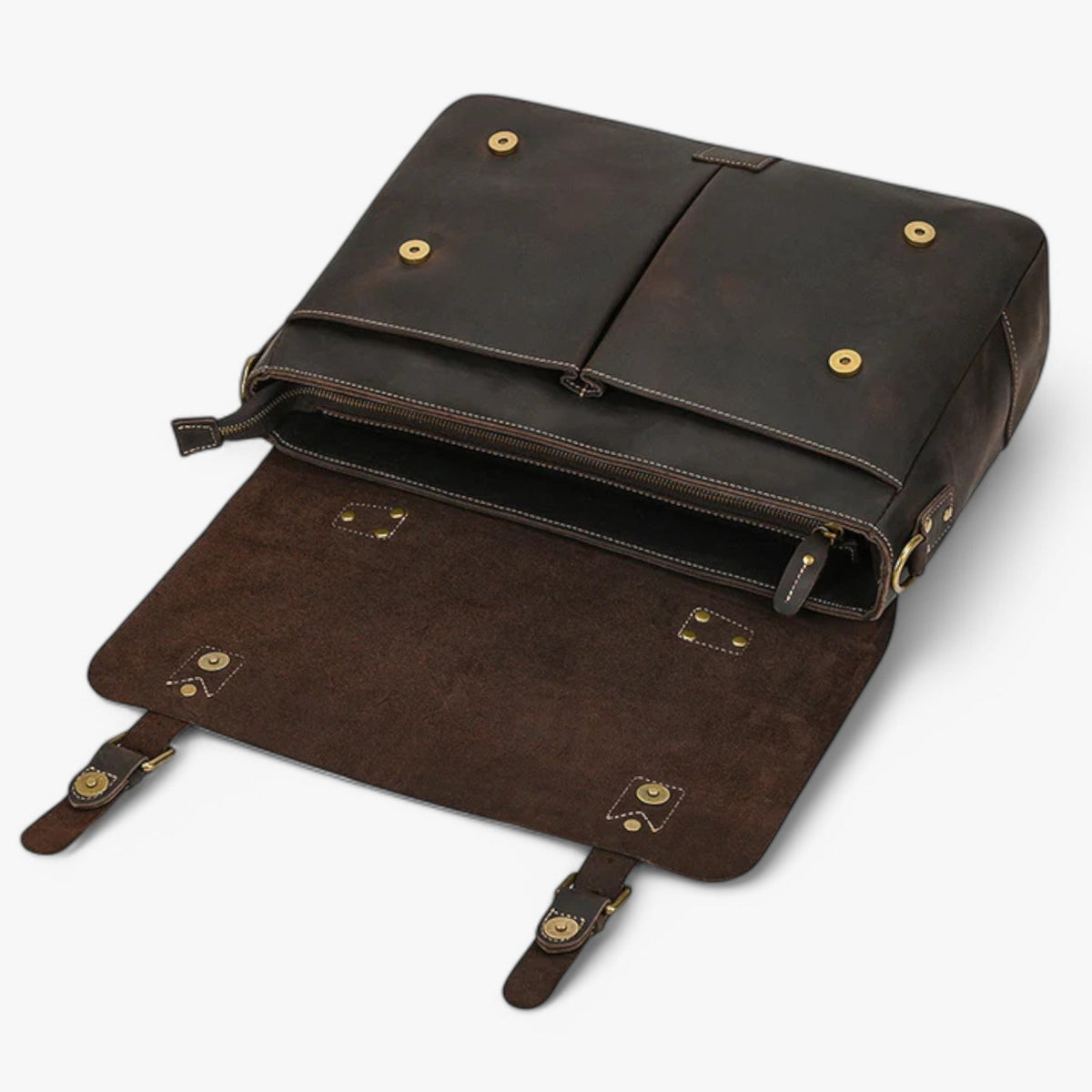 Dames leren laptoptas met schouderband