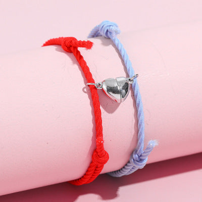 Bracelet : Magnetisch Koppelarmbandje 2 Stuks - Verbonden Liefde Cadeau - RVS in Rood + Blauw van Pantino