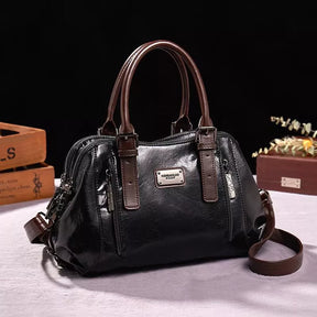 bags : Leren Tas - Marja Dames Leer - Rood in Zwart van Pantino