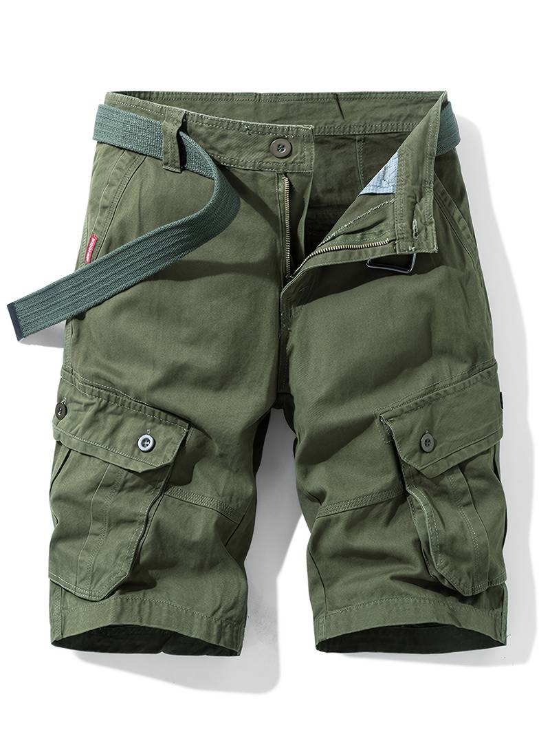 Men's Shorts : Heren Shorts met Trekkoord - Zwart in Legergroen van Pantino