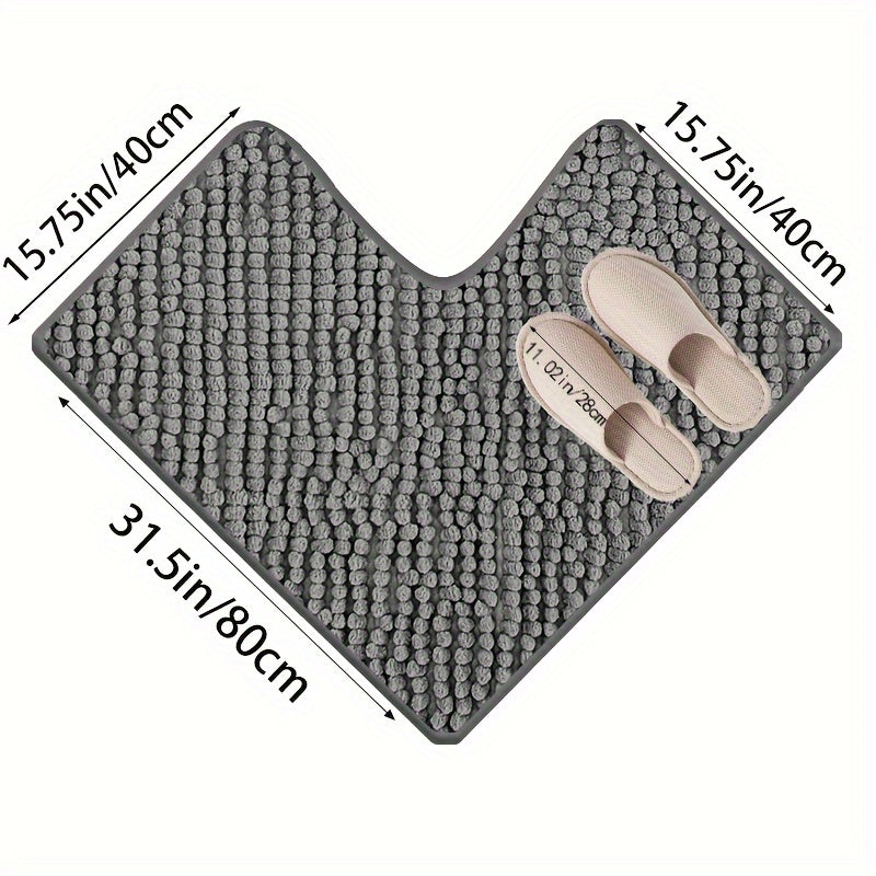 home & garden : Luxe L-Vormige Hoekdouchemat met Pluche Design - Absorberend, Antislip en Wasbaar - Grijs in van Pantino