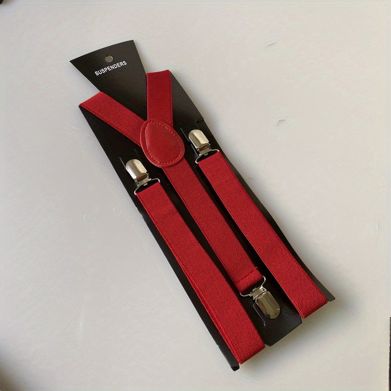 Suspenders : Heren Bretels met 3 Stevige Clips voor Broeken en Pantalons - Zwart in Fel rood van Pantino