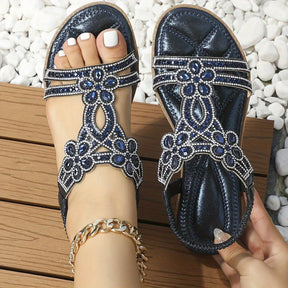 Sandals : Dames Sandalen Blauw Vegan Bio - Comfortabele Zomer Slippers in Blauw van Pantino