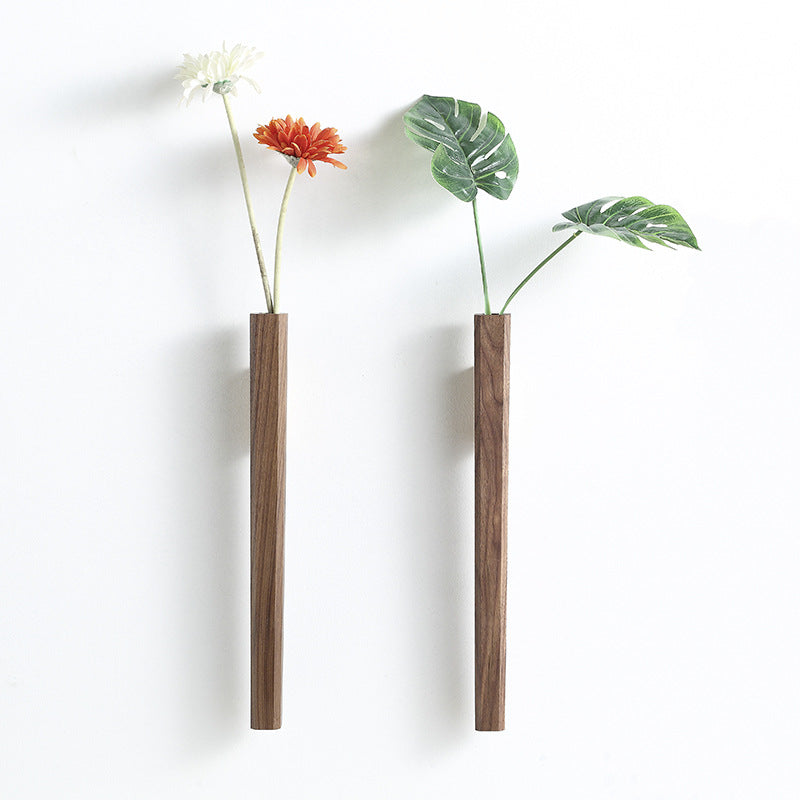 home & garden : Hangende Wandvaas Zwart - Planten Display Wanddecoratie - Hout in Zwarte noot 1 st. van Pantino