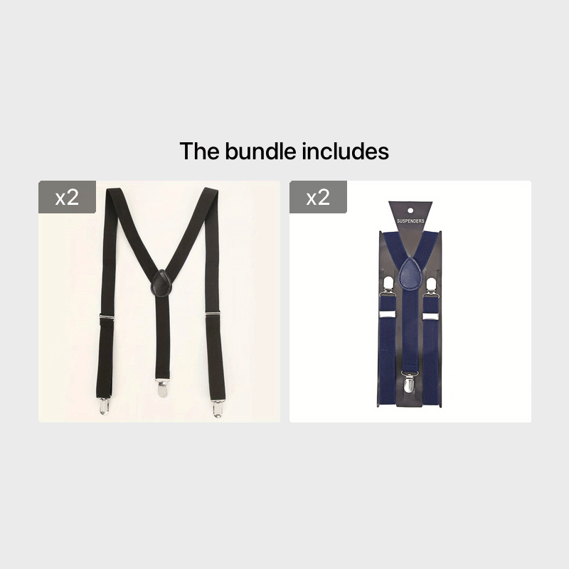 Suspenders : Heren Bretels met 3 Stevige Clips voor Broeken en Pantalons - Zwart in Zwart*2+Blauwheid*2 van Pantino