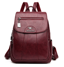 bags : Leren Dames Rugtas Zwart - Stijlvol & Ruim voor Dagelijks Gebruik in New Wine red van Pantino
