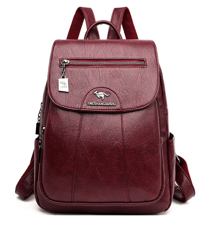 bags : Leren Dames Rugtas Zwart - Stijlvol & Ruim voor Dagelijks Gebruik in New Wine red van Pantino