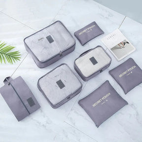 bags : Reisbagage Opbergtassenset Grijs 7-Delig - Slim Inpakken Reis - Nylon in van Pantino