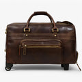 Vintage Bruine Leren Reistrolley, Handbagage Heren/Dames, Cabine/Groot
