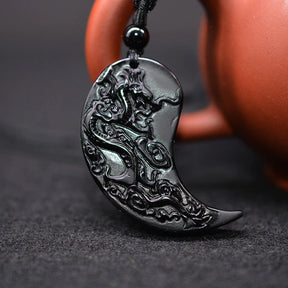 Necklace : Halsketting Zwart - Natuurlijke Obsidiaan in van Pantino