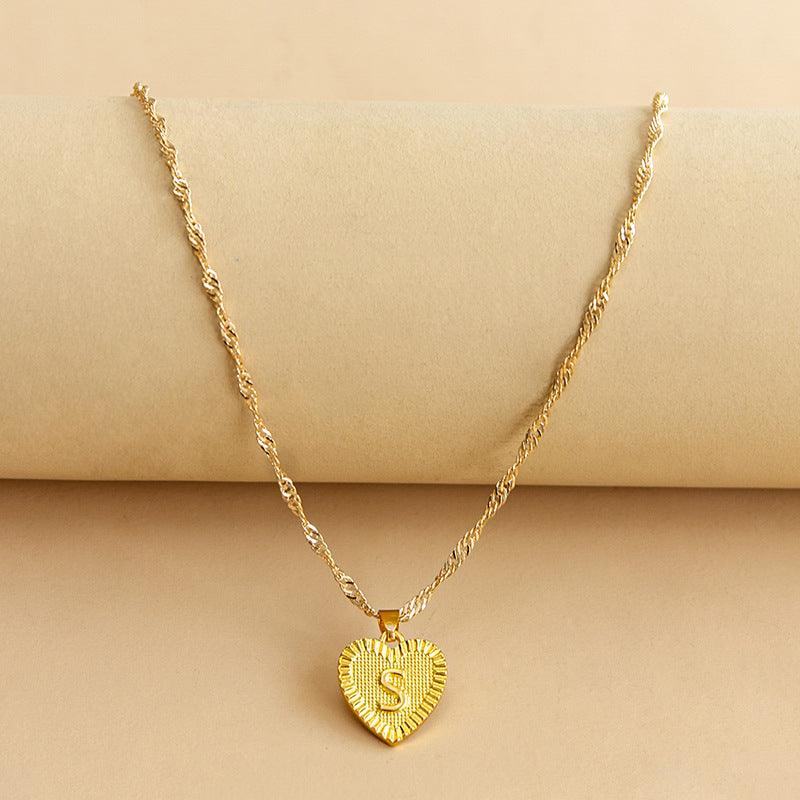 Necklace : Initiaal Hart Hanger in Gold S van Pantino