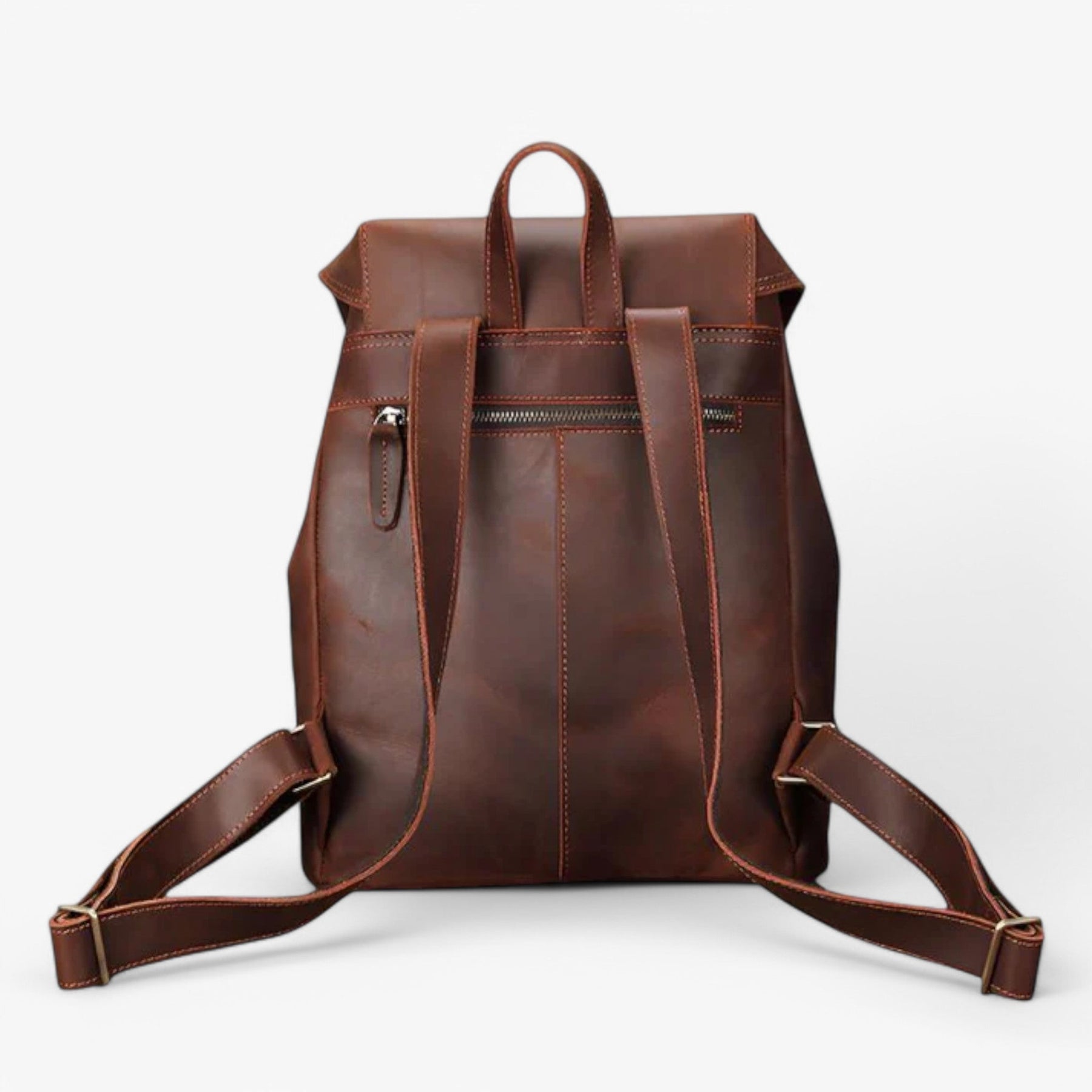 bags : Rugzak Bruin - Premium Leren Leer in van Pantino